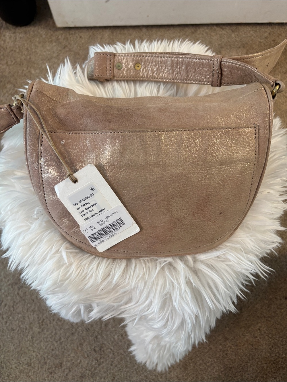 HOBO Metallic Taupe Leather Crossbody Belt Bag - Picture 2 of 10